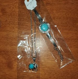 Teal Blue Necklace & Bracelet Set